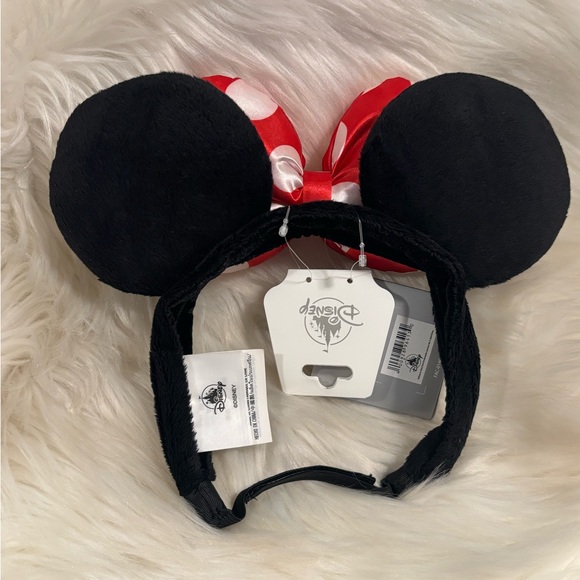 Disney Parks Minnie Mouse Red White Polka Bow Adjustable Ears Headband NEW - Picture 3 of 5